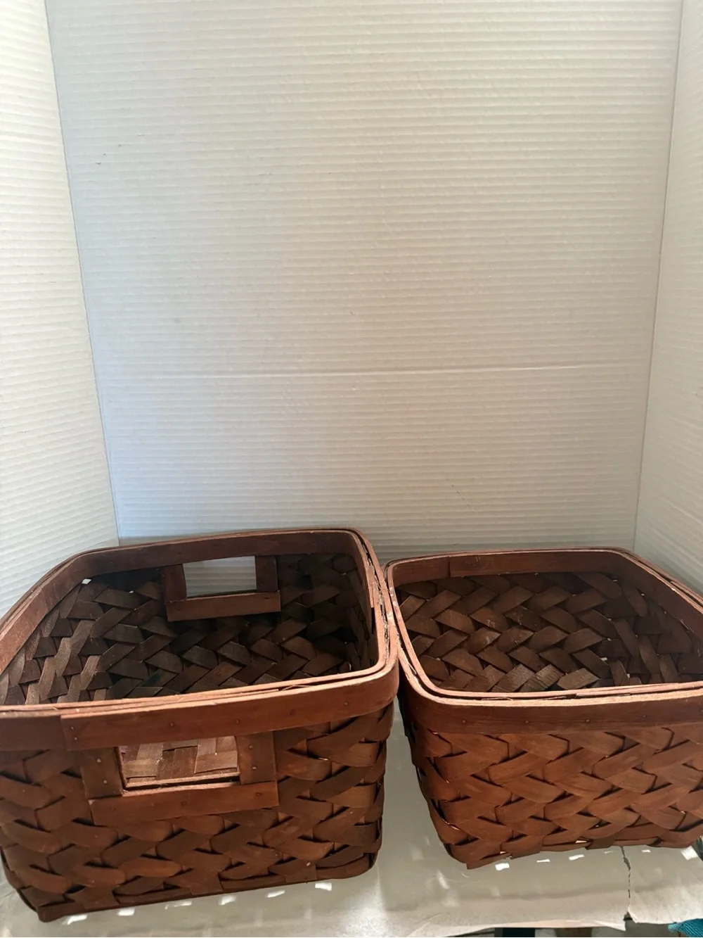 Unbranded Brown Woven Storage Baskets - Set of 2 - 1=9 1/2” & 1=10 1/2”